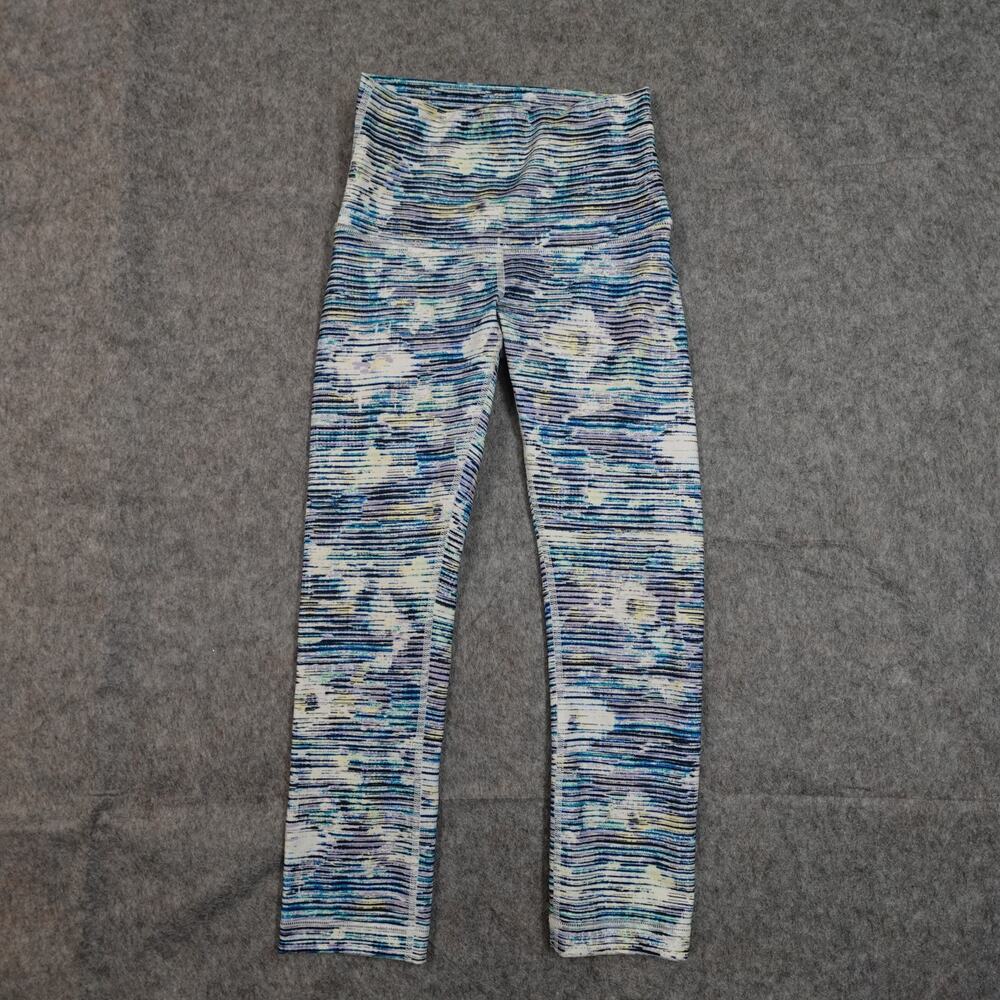 Lululemon Leggings Womens 4 Wunder Under High Rise Crop 21" Blue Striped